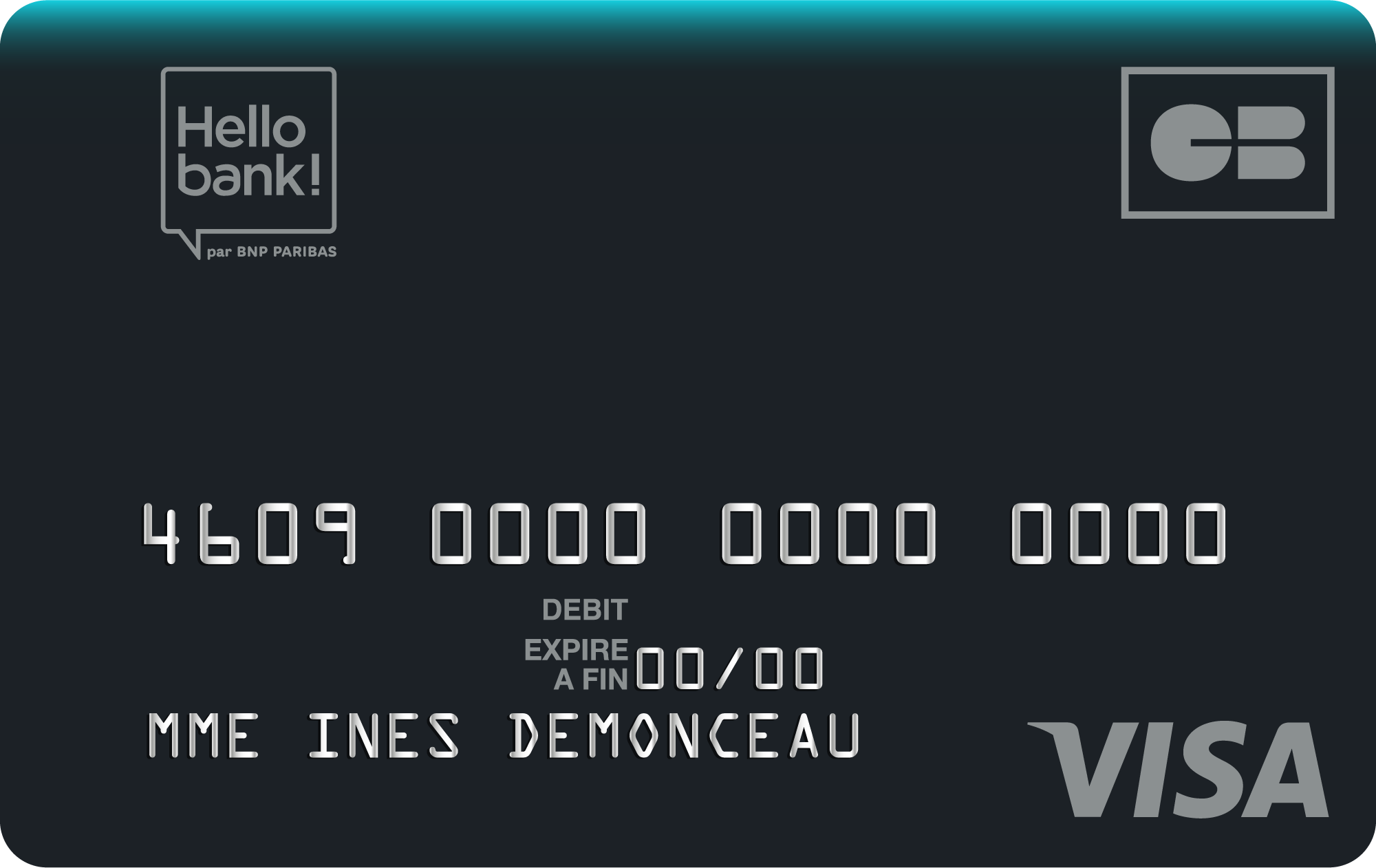 Représentation de la carte bancaire virtuelle Hello Prime